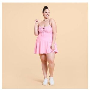 Blogilates Women's Tie Front Twirl Active Dress - Light Pink XL